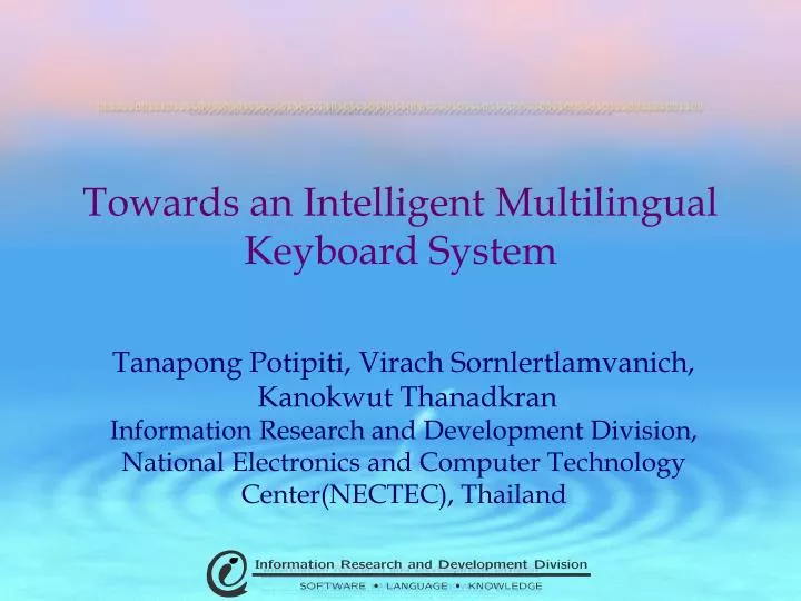 towards an intelligent multilingual keyboard system