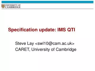 Specification update: IMS QTI
