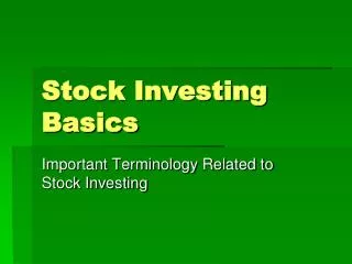 stock investing basics