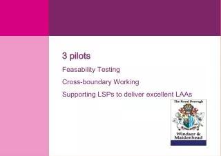 3 pilots Feasability Testing Cross-boundary Working Supporting LSPs to deliver excellent LAAs