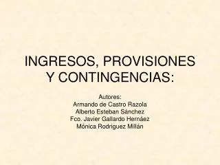 ingresos provisiones y contingencias