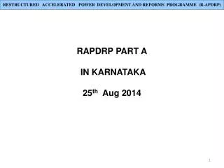 RAPDRP PART A IN KARNATAKA 25 th Aug 2014