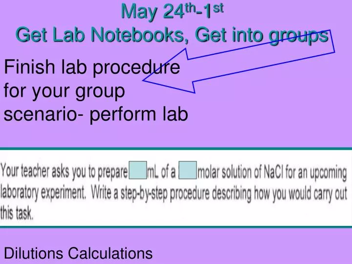 may 24 th 1 st get lab notebooks get into groups
