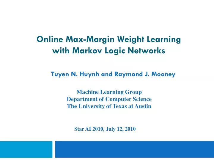 online max margin weight learning with markov logic networks