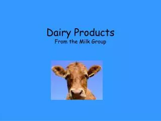 Dairy Products From the Milk Group