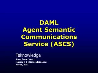 DAML Agent Semantic Communications Service (ASCS)