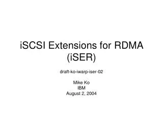 iSCSI Extensions for RDMA (iSER)