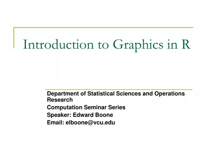 introduction to graphics in r