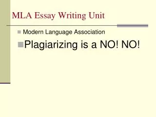 MLA Essay Writing Unit