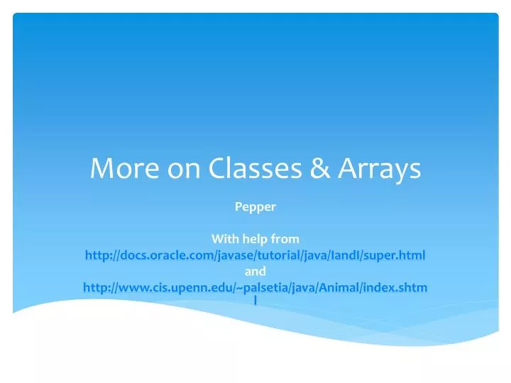 more on classes arrays