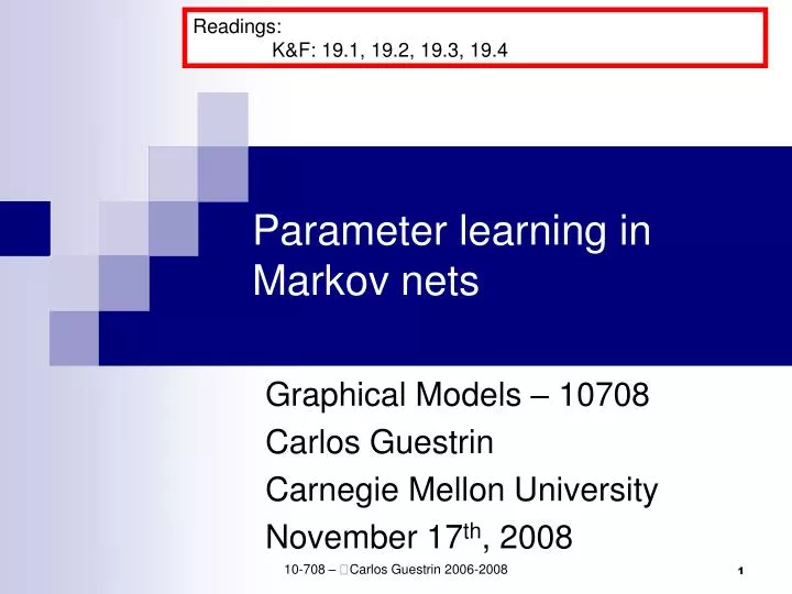 parameter learning in markov nets