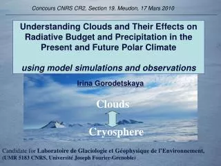 Concours CNRS CR2, Section 19 . Meudon, 17 Mars 2010