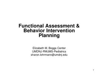 Functional Assessment &amp; Behavior Intervention Planning