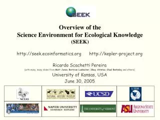 Overview of the Science Environment for Ecological Knowledge (SEEK)