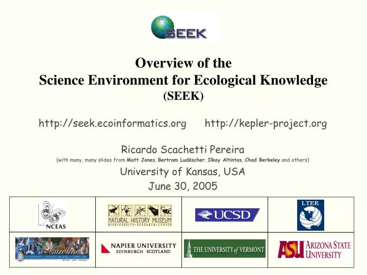 overview of the science environment for ecological knowledge seek