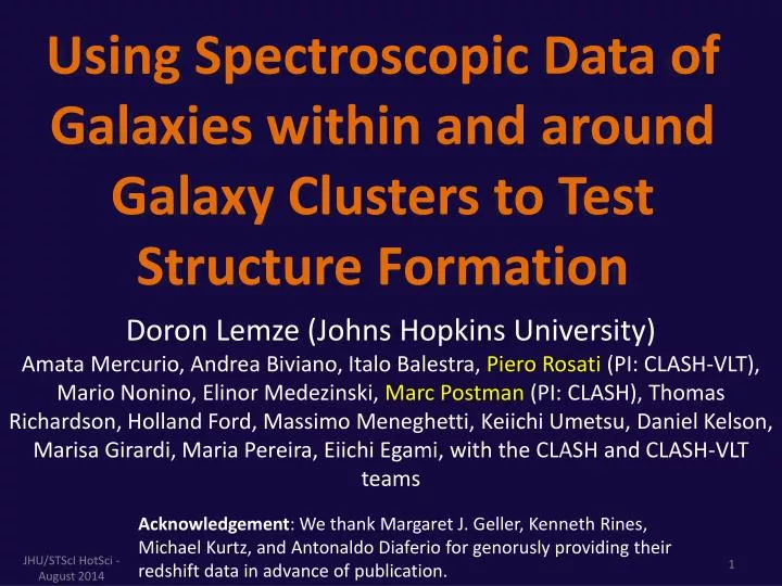 using spectroscopic data of galaxies within and around galaxy clusters to test structure formation