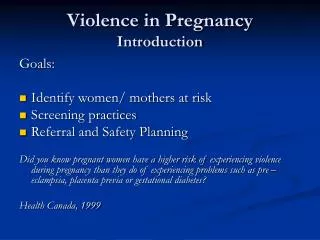 Violence in Pregnancy Introduction
