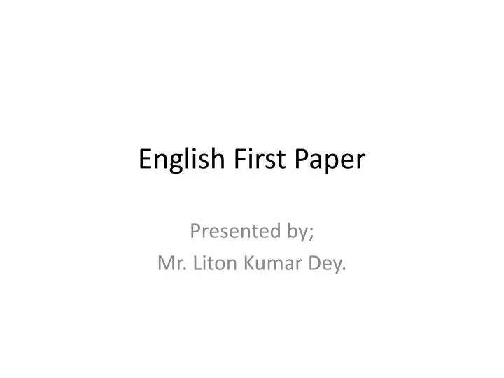english first paper