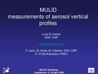 MULID measurements of aerosol vertical profiles