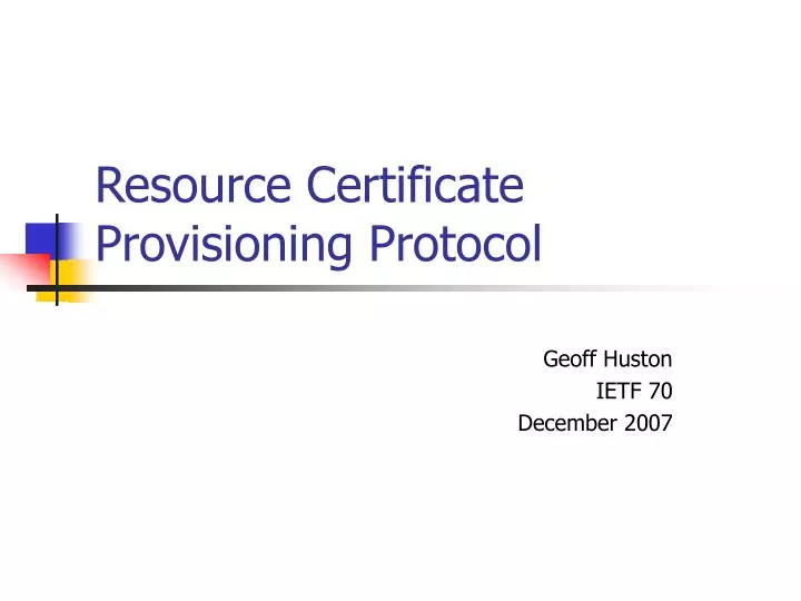 resource certificate provisioning protocol