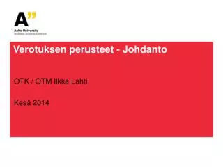 verotuksen perusteet johdanto