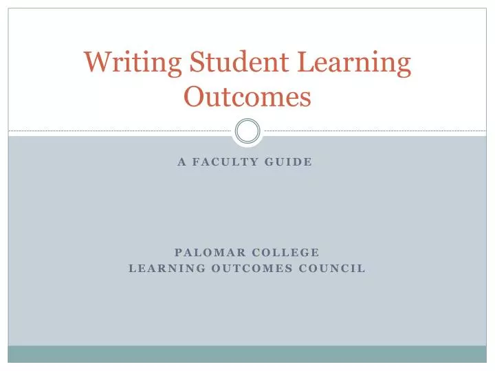 writing student learning outcomes