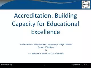 Accreditation: Building Capacity for Educational Excellence