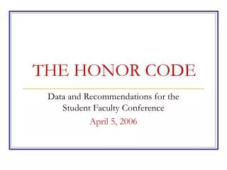 THE HONOR CODE