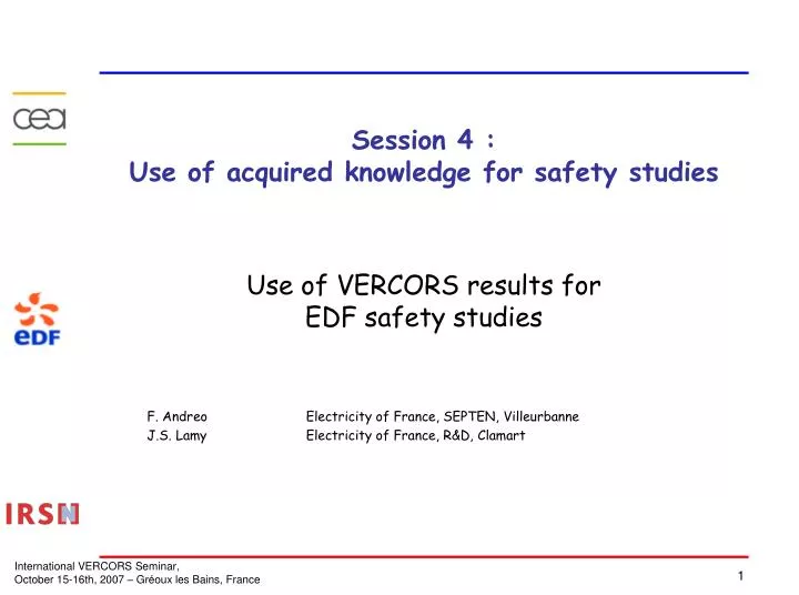 session 4 use of acquired knowledge for safety studies