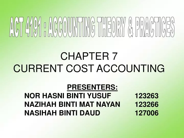 chapter 7 current cost accounting