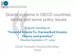 Grants systems in OECD countries: trends and some policy issues
