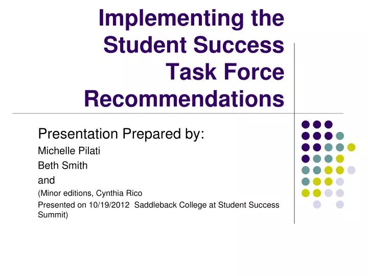 implementing the student success task force recommendations