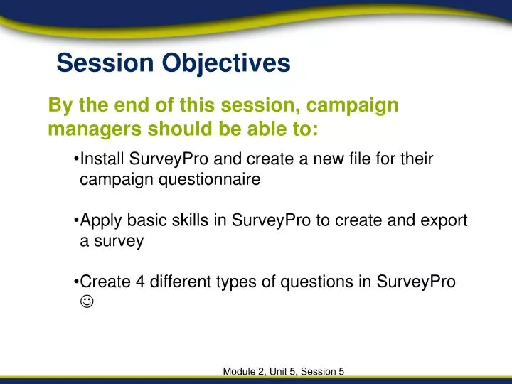 session objectives