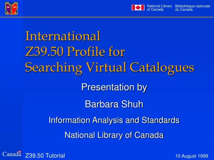 international z39 50 profile for searching virtual catalogues