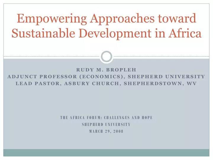 empowering approaches toward sustainable development in africa