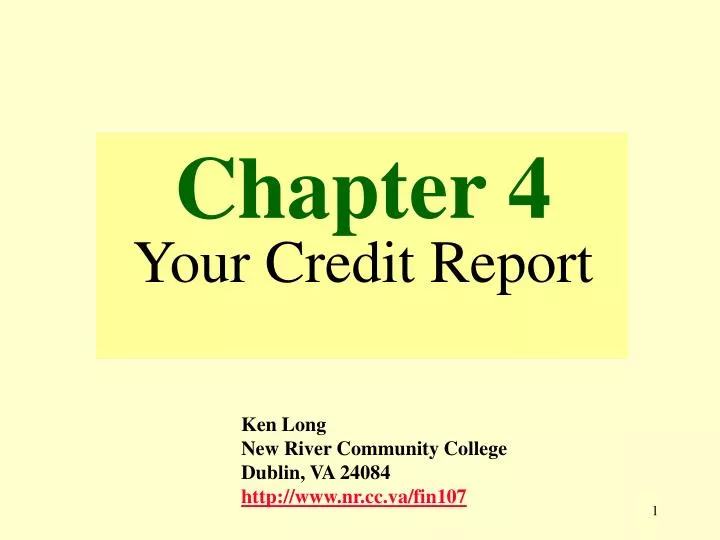 chapter 4 your credit report
