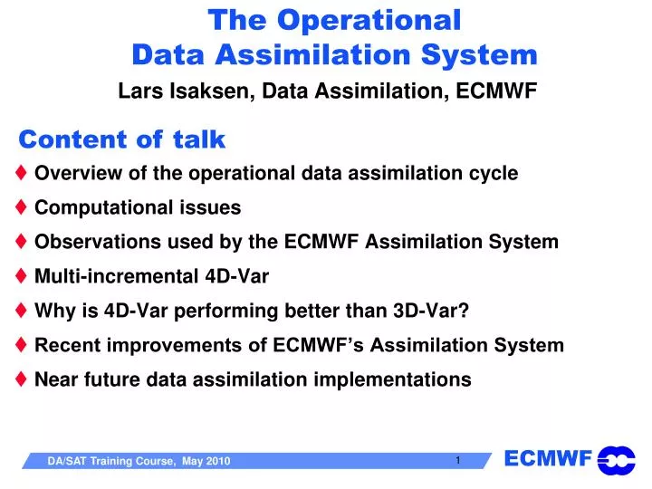 the operational data assimilation system