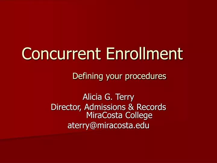 concurrent enrollment defining your procedures