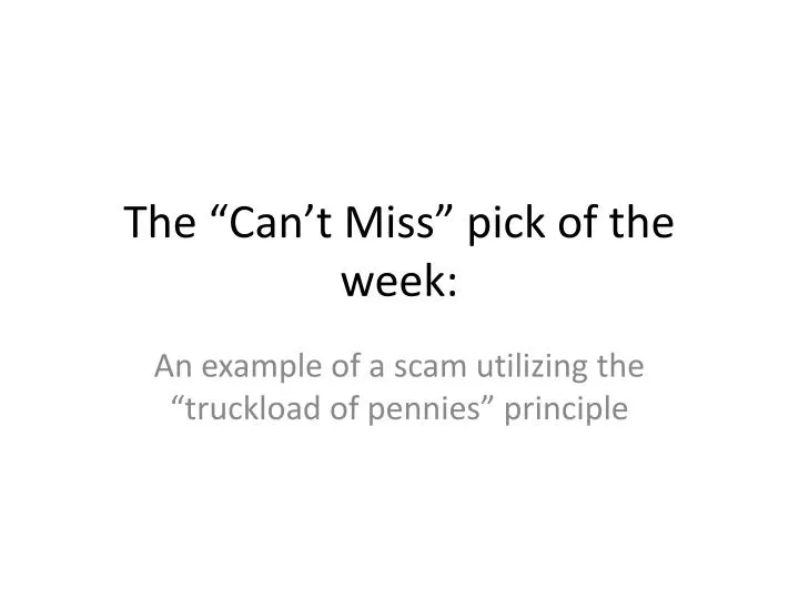 the can t miss pick of the week