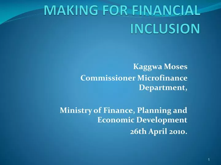 challenges of policy making for financial inclusion