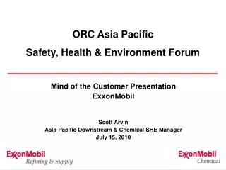 ORC Asia Pacific Safety, Health &amp; Environment Forum