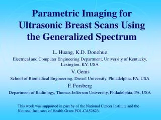 Parametric Imaging for Ultrasonic Breast Scans Using the Generalized Spectrum