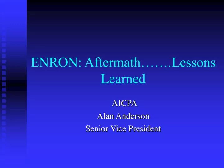 enron aftermath lessons learned