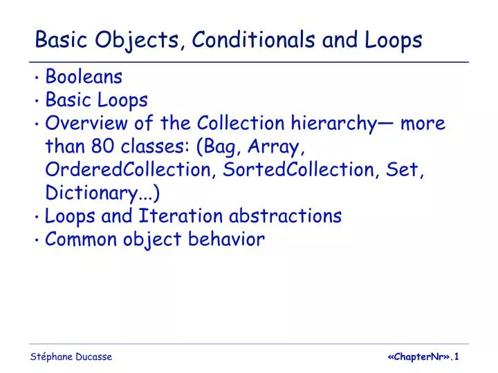 basic objects conditionals and loops