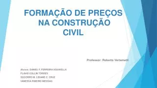 forma o de pre os n a constru o civil