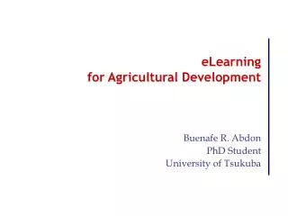 eLearning for Agricultural Development