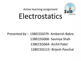Active learning assignment Electrostatics