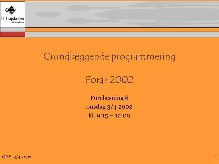 grundl ggende programmering for r 2002