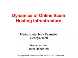Dynamics of Online Scam Hosting Infrastructure