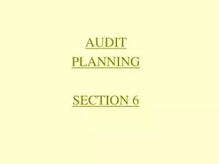 AUDIT PLANNING SECTION 6